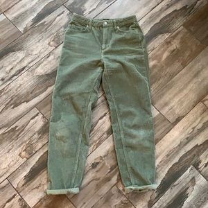 Green Corduroy Ribbed Pants